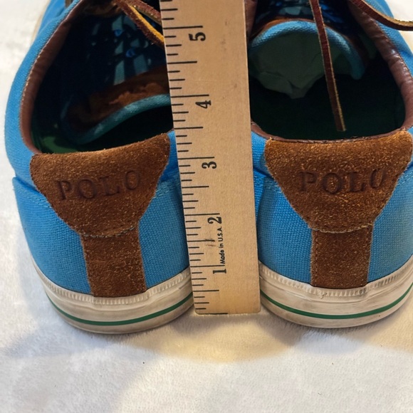 Polo Ralph Lauren Vaughn Canvas Low-Top Sneakers (Blue/Brown/Green) Size 12 - Picture 4 of 12
